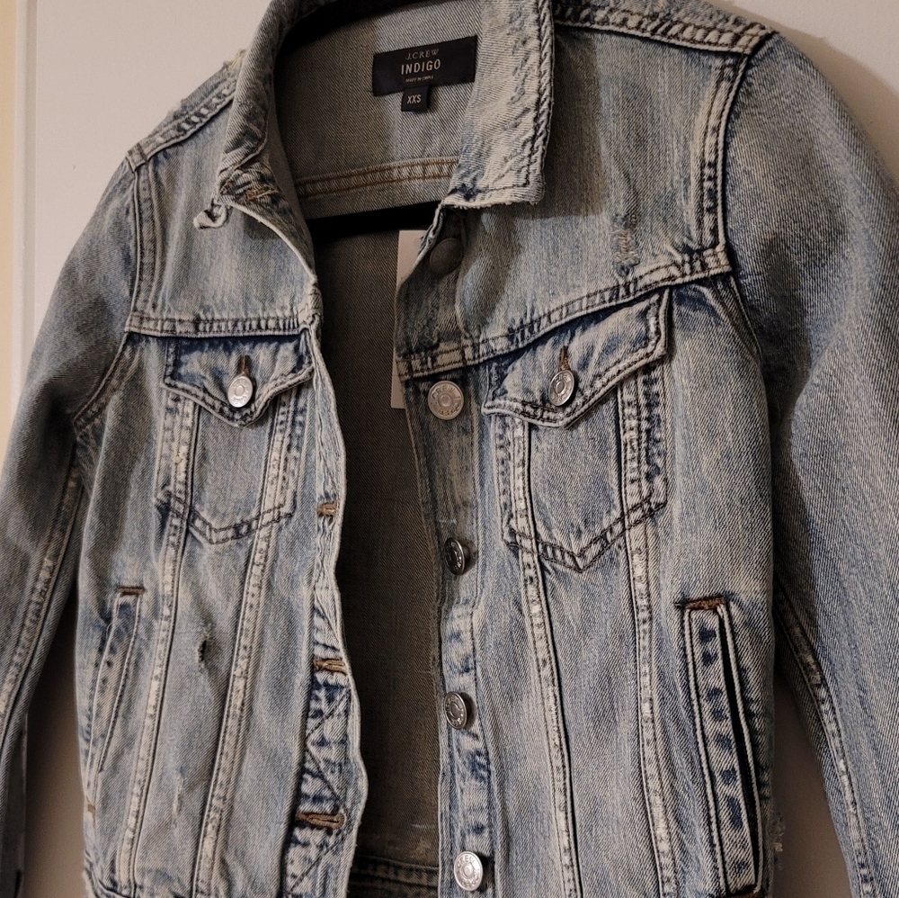J.Crew Indigo Jean Denim Ripped Style Jacket - Picture 6 of 16